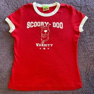 *VINTAGE + RARE* SCOOBY DOO RINGER T-SHIRT - RED - CARTOON NETWORK. SIZE: SMALL